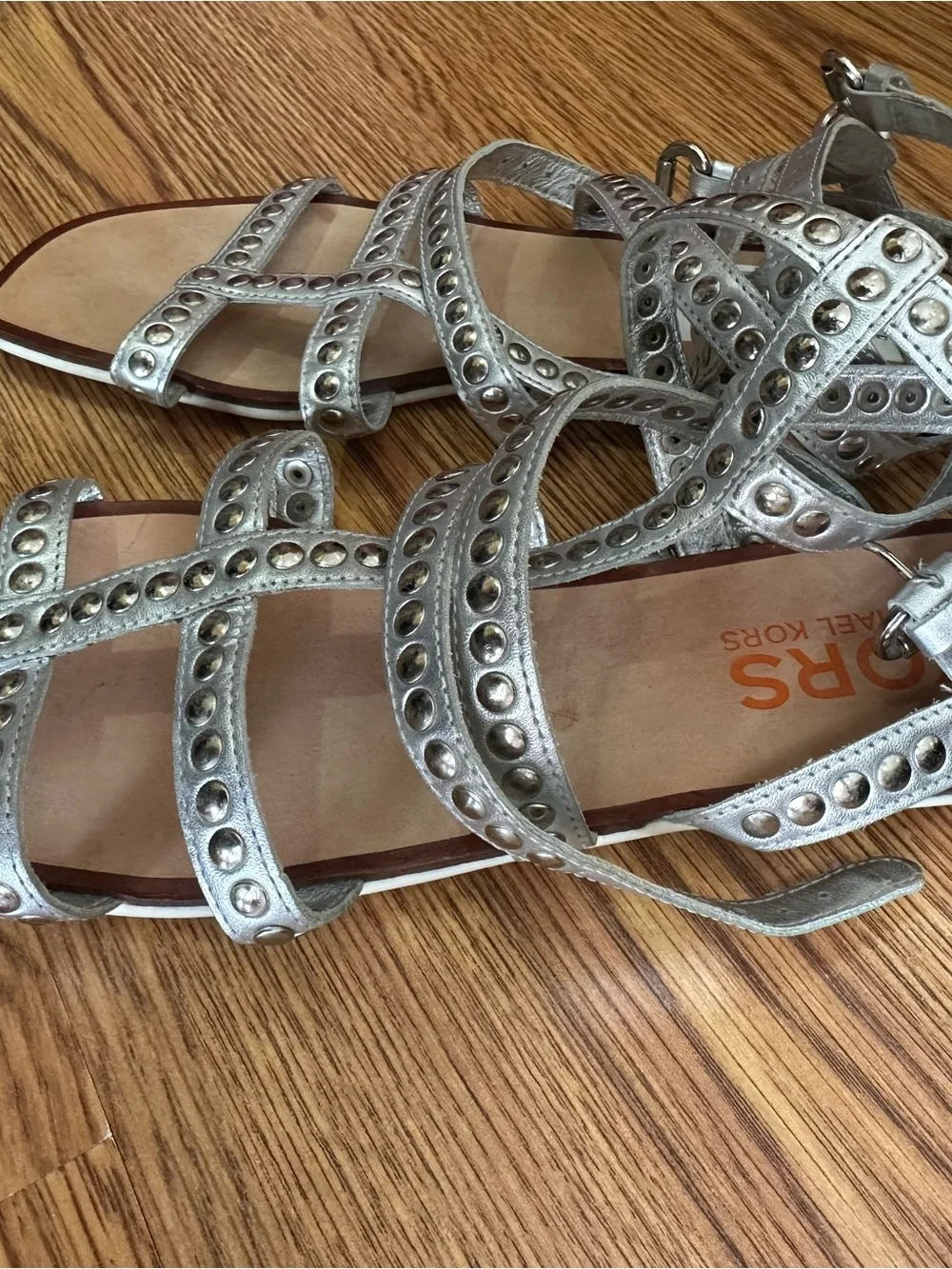 Michael Kors Silver Studded Strappy Sandals